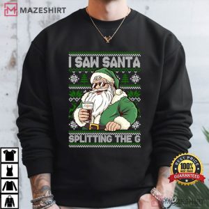 Santa Drinking Beer Splitting G Christmas Jumper Funny T Shirt (3)