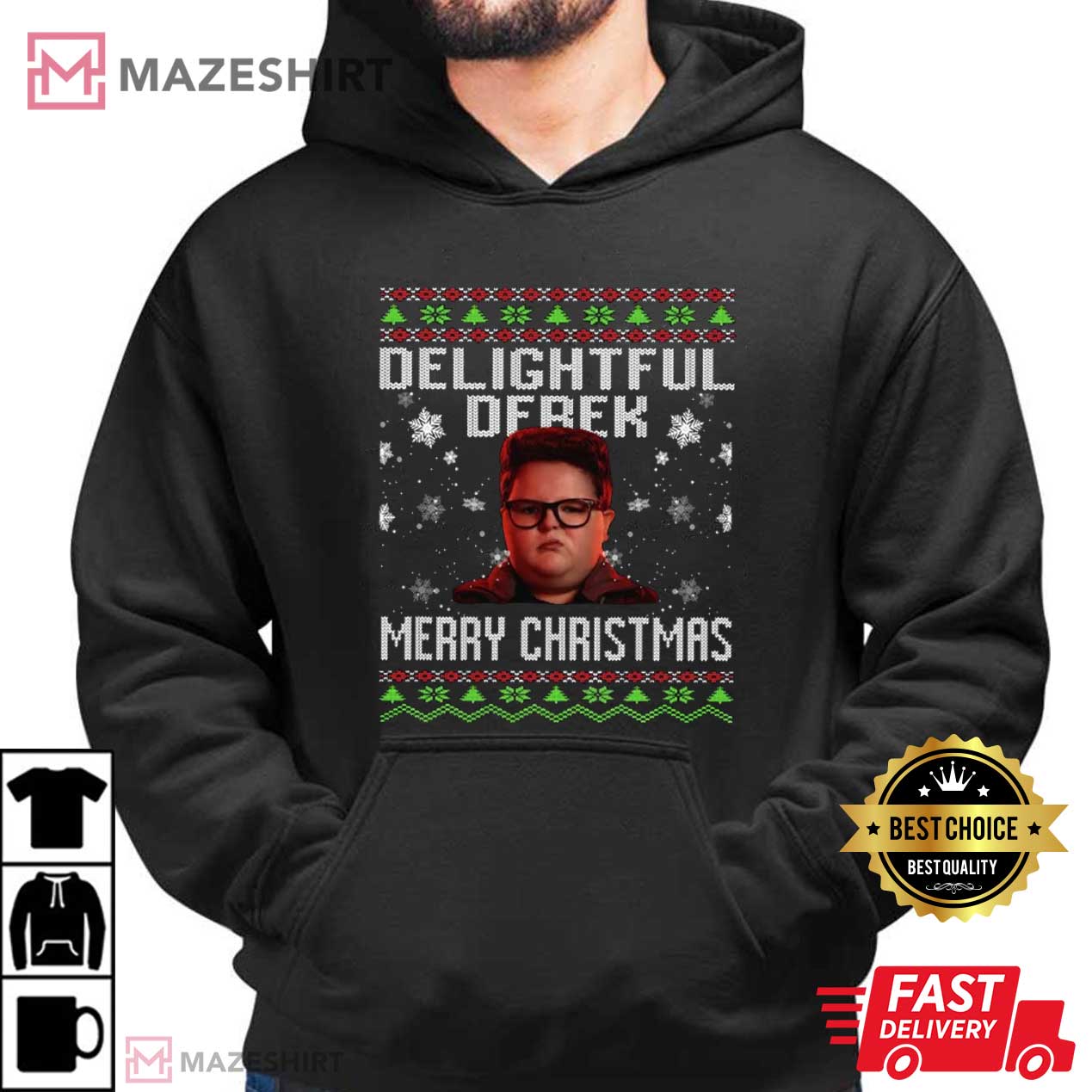 Stranger Things Delightful Derek Merry Christmas Ugly T-Shirt Stranger Things Delightful Derek Merry Christmas Ugly T-Shirt