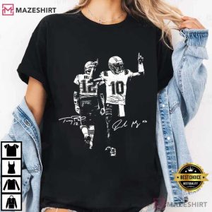 Drake Maye And Tom With Signature Football Vintage T Shirt (1)