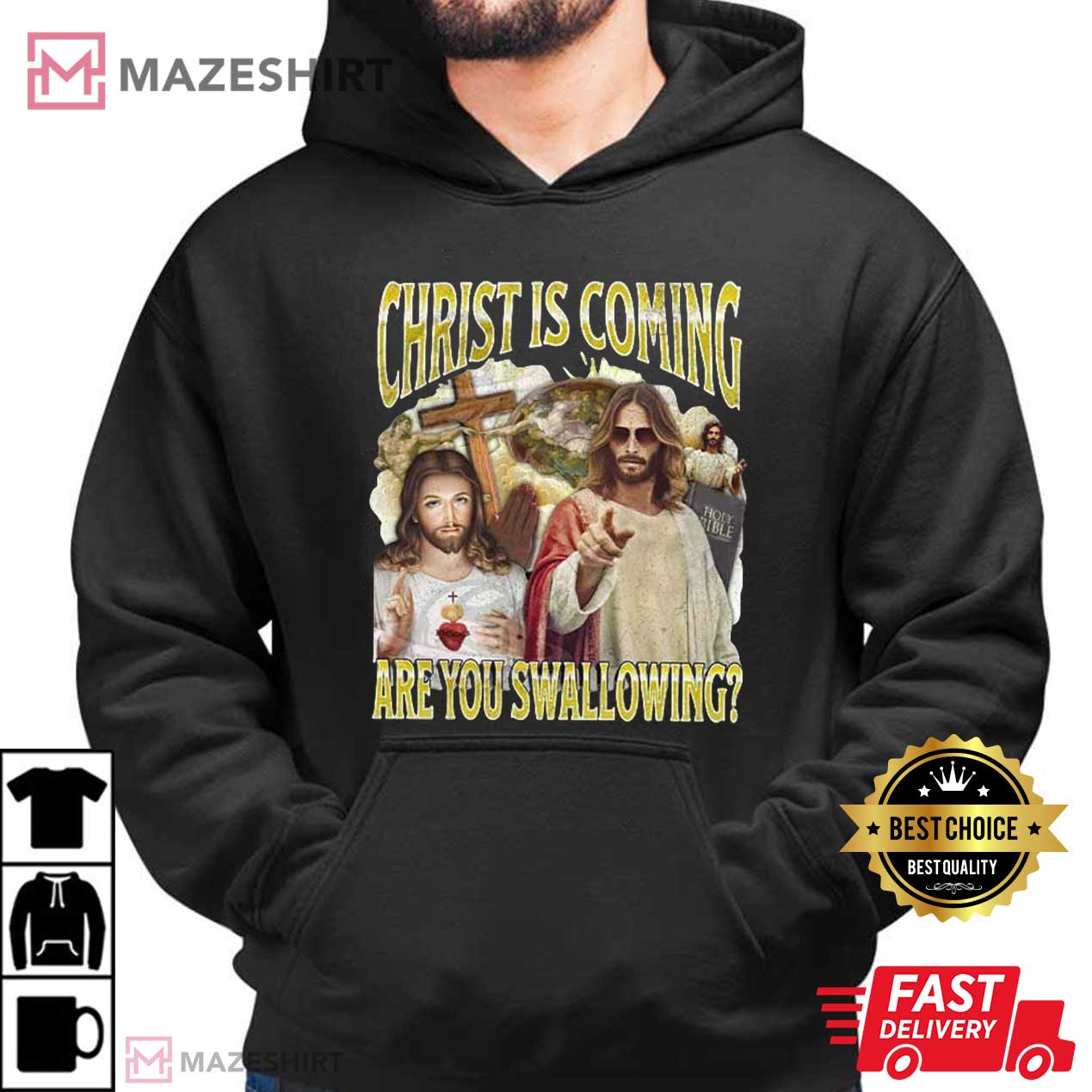 Christ Is Coming Are You Swallowing Funny Jesus Meme T-Shirt Christ Is Coming Are You Swallowing Funny Jesus Meme T-Shirt