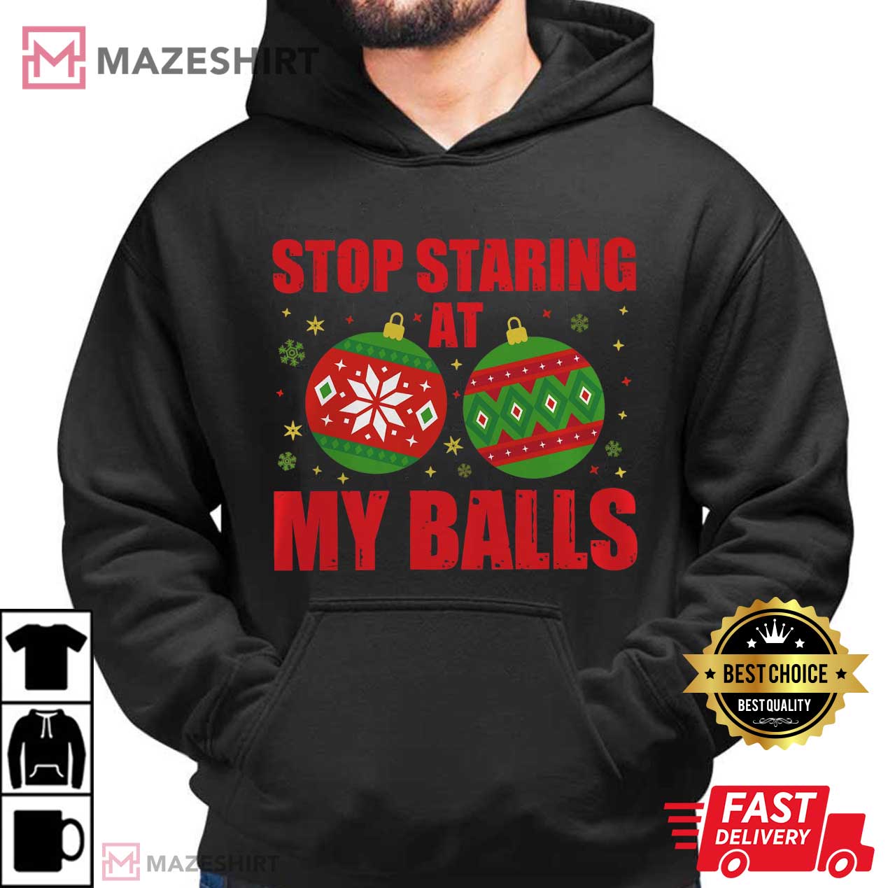 Stop Staring At My Balls Funny Rude Christmas T-Shirt Stop Staring At My Balls Funny Rude Christmas T-Shirt