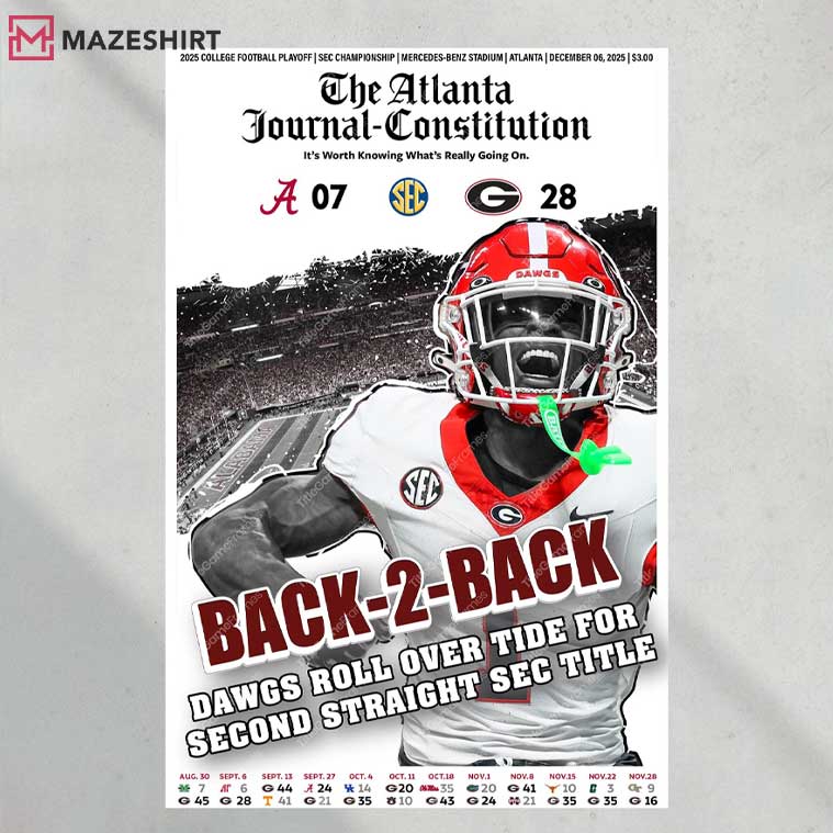 Georgia Football Back-To-Back SEC Champions Over Alabama Newspaper Poster Georgia Football Back-To-Back SEC Champions Over Alabama Newspaper Poster