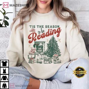 Tis The Season To Be Reading Vintage Christmas Bookish T Shirt (4)