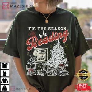 Tis The Season To Be Reading Vintage Christmas Bookish T Shirt (2)