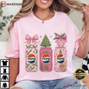 Christmas Pepsi Pink Bow Festive Xmas Soda T-Shirt
