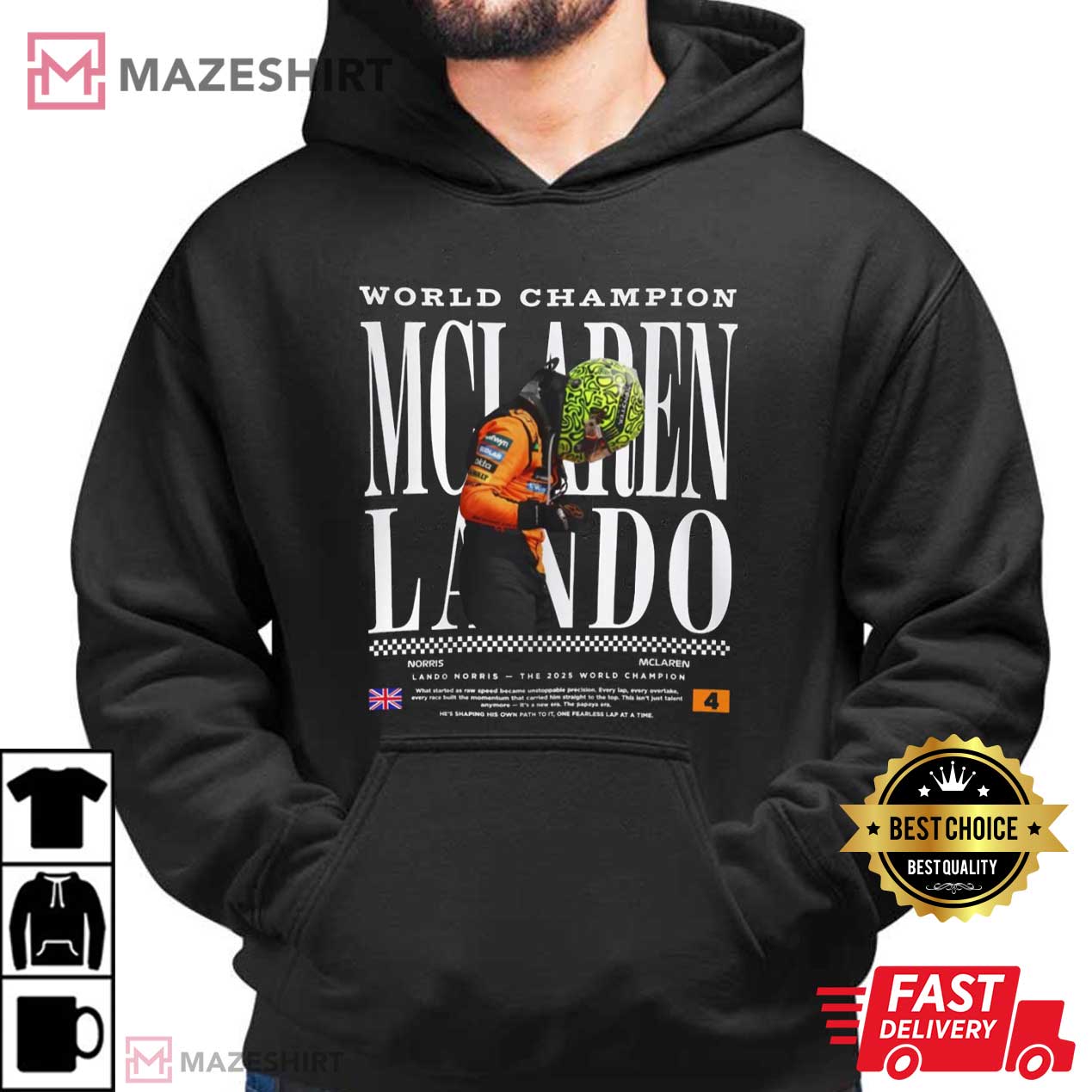 World Champion 2025 Lando Norris McLaren T-Shirt World Champion 2025 Lando Norris McLaren T-Shirt