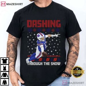 Josh Allen Dashing Through The Snow Christmas Football T Shirt (1)