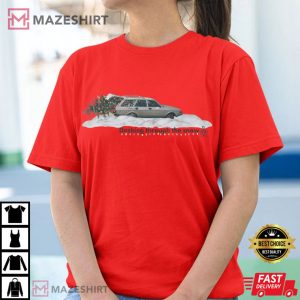 Tree Hauler VW Dasher Station Wagon Vintage Car T Shirt (2)