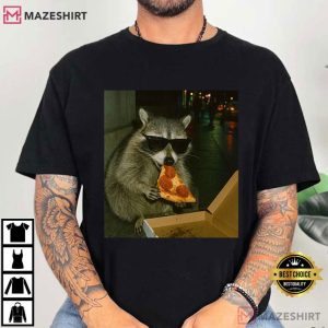 Raccoon Eating Pizza Funny Meme T-Shirt