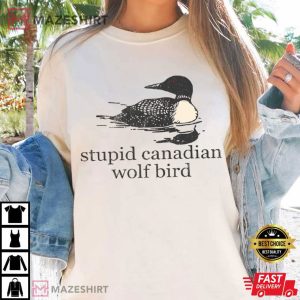Heated Rivalry Stupid Canadian Wolf Bird Hockey Romance T Shirt (1)
