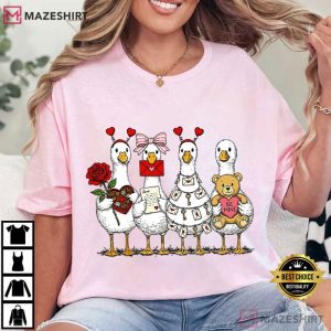 Valentines Day Goose Pink Funny T Shirt (2)