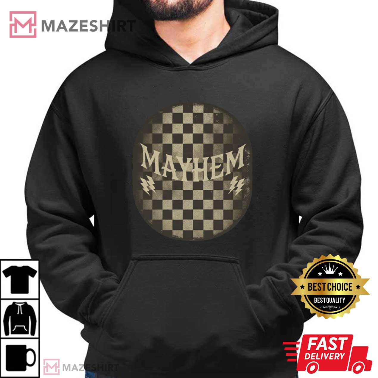 Mayhem Checkered Distressed Grunge T-Shirt Mayhem Checkered Distressed Grunge T-Shirt
