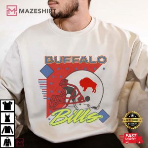 Buffalo Bills Blue White Red Bills Retro Football T Shirt (4)