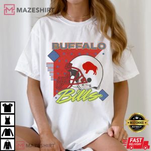 Buffalo Bills Blue White Red Bills Retro Football T Shirt (2)
