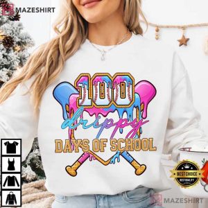 100 Drippy Days Of School Baseball Ice Cream T Shirt (4)