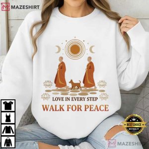 Walking Meditation Buddhist Monk Peace T Shirt (4)