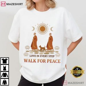 Walking Meditation Buddhist Monk Peace T Shirt (1)