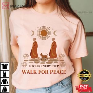 Walking Meditation Buddhist Monk Peace T Shirt (2)