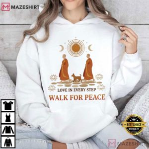 Walking Meditation Buddhist Monk Peace T Shirt (3)
