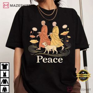 Peace Walking Buddhist Monks T Shirt (2)