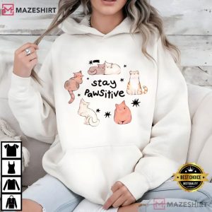 Stay Pawsitive Cat Cute Graphic T Shirt (3)