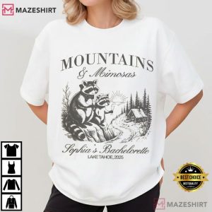 Feral Raccoon Mountains And Mimosas Custom Bachelorette Party T-Shirt