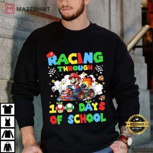Super Cartoon Character Racing Through 100 Days Of School T Shirt (4)