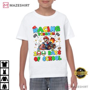 Super Cartoon Character Racing Through 100 Days Of School T Shirt (2)