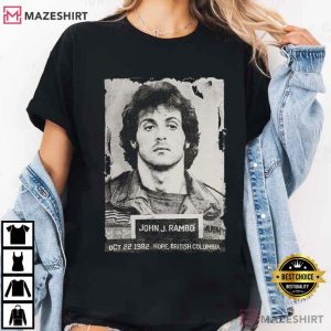 John Rambo Action Movie Mugshot Vintage T-Shirt