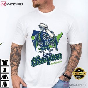 Seattle Football 2026 Champion Hawk Mascot T Shirt (2)
