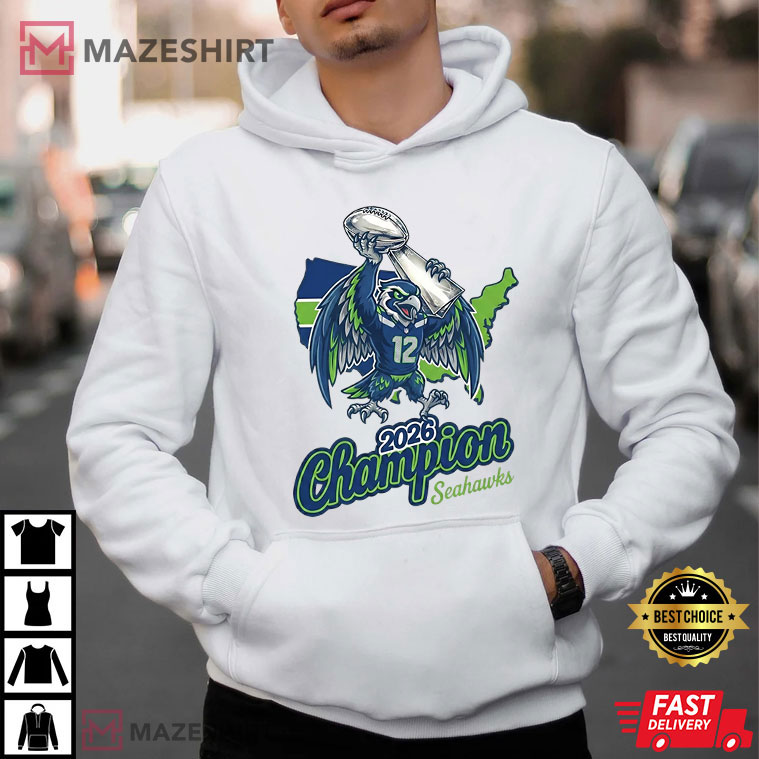 Seattle Football 2026 Champion Hawk Mascot T-Shirt Seattle Football 2026 Champion Hawk Mascot T-Shirt