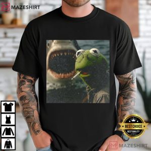 Shark Attack Smoking Frog Meme Dark Humor T Shirt (4)