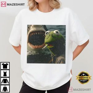Shark Attack Smoking Frog Meme Dark Humor T Shirt (1)