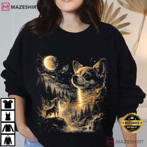 Chihuahua Howling Moon Vintage 90s Wolf Spirit T Shirt (4)