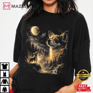 Chihuahua Howling Moon Vintage 90s Wolf Spirit T-Shirt