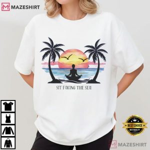 Sit Facing The Sea Yoga Vacation Group T Shirt (1)