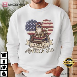 Cat Lovers America 250 Purrfectly Independent Patriotic T Shirt (1)