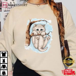 Opalite Winter Kitten Funny Jumper Cat T Shirt (2)