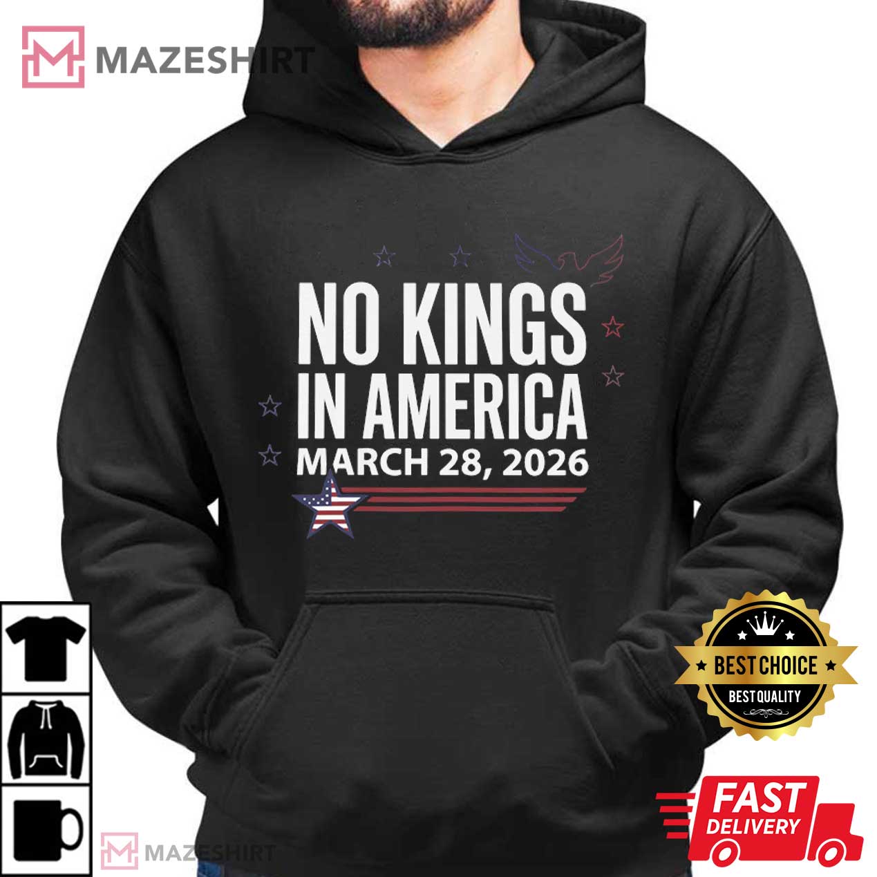 No Kings In America March 28 2026 Patriotic Protest T-Shirt No Kings In America March 28 2026 Patriotic Protest T-Shirt