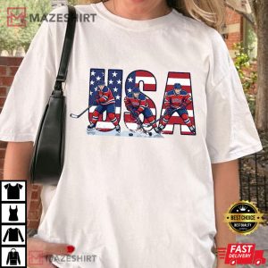 American Ice Hockey Patriotic USA Flag Winter Sport 2026 T Shirt (4)