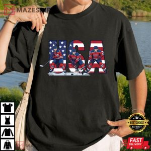 American Ice Hockey Patriotic USA Flag Winter Sport 2026 T Shirt (3)