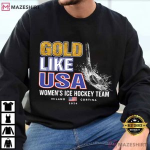Gold Like USA Women's Ice Hockey Team T Shirt (4)