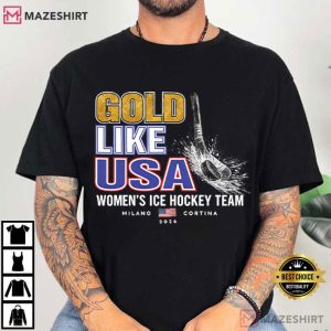 Gold Like USA Women's Ice Hockey Team T Shirt (1)