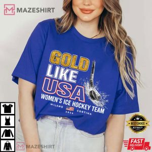 Gold Like USA Women's Ice Hockey Team T Shirt (2)