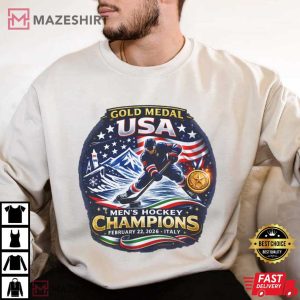 USA Hockey Gold Medal Champions 2026 USA T Shirt (1)