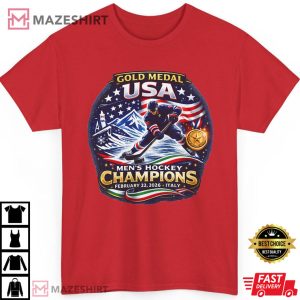 USA Hockey Gold Medal Champions 2026 USA T Shirt (2)
