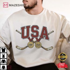 USA Hockey Gold Medal Vintage 1980 And 2026 T Shirt (1)