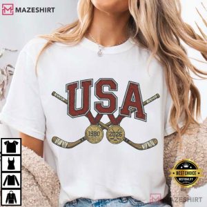 USA Hockey Gold Medal Vintage 1980 And 2026 T Shirt (2)