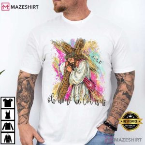 Oh How He Loves Us Brushstroke Glitter Easter Christian T Shirt (3)