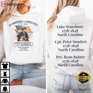 Descendant Of A Patriot Custom 250th Anniversary United States T Shirt (4)